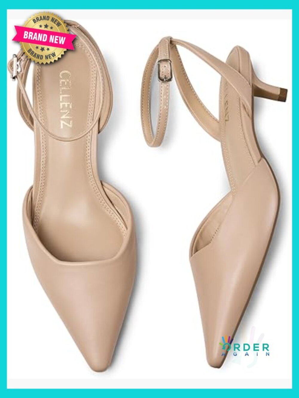 Pointed Toe Kitten Heel Pumps with Ankle Strap Office Dress Shoes